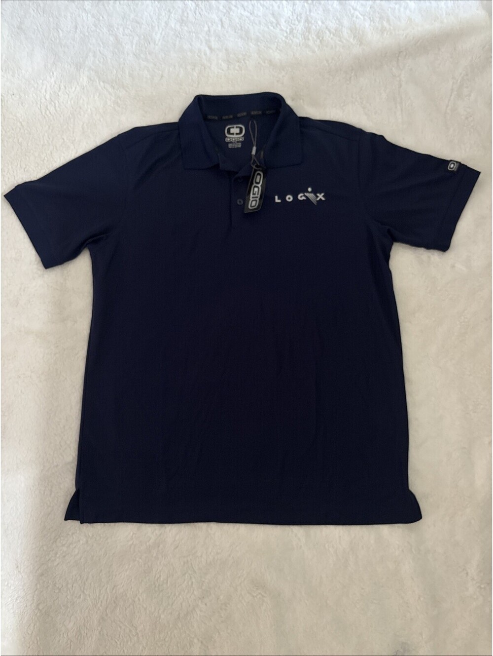 OGIO Men's Performance Polo Shirt Size L Blue Short Sleeve Logix Embroidered